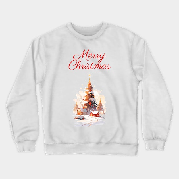 Merry Christmas decorated tree Crewneck Sweatshirt by DemoArtMode